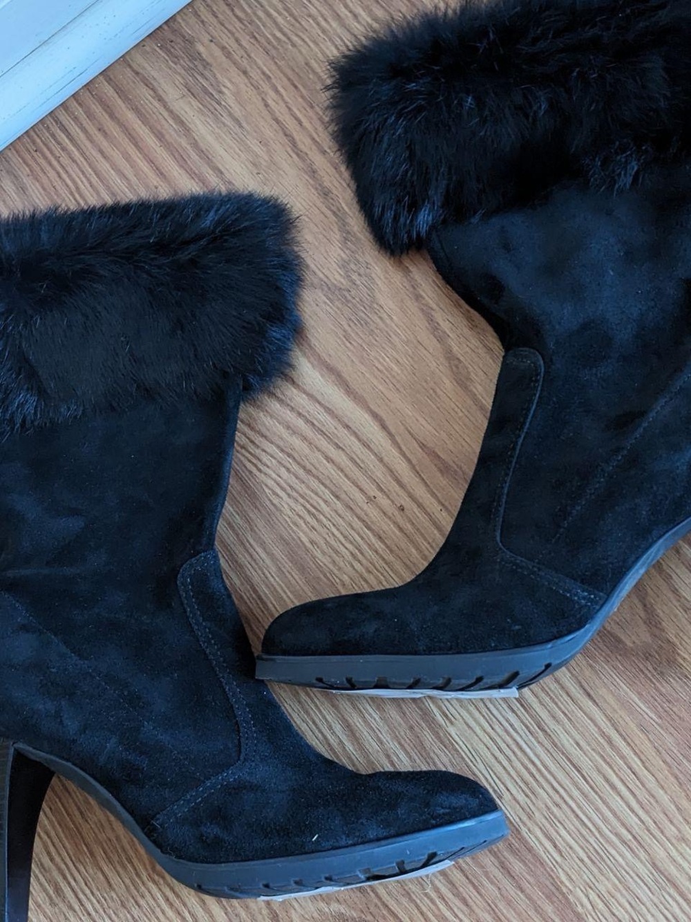 Franco Sarto Black Fur Boots